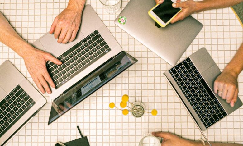 photo of people using laptop